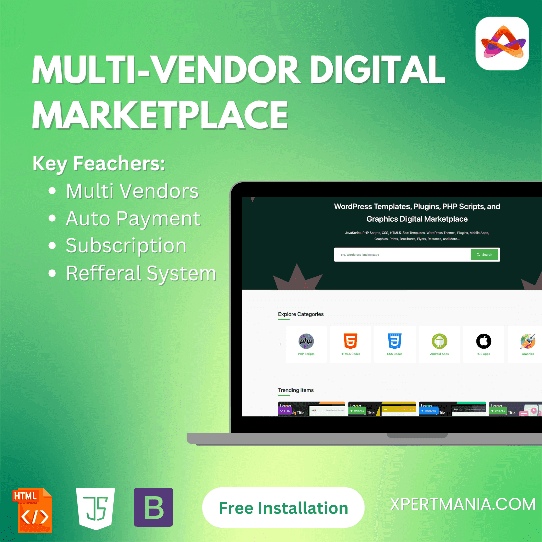 Multi-Vendor Digital Marketplace (SAAS Ready)